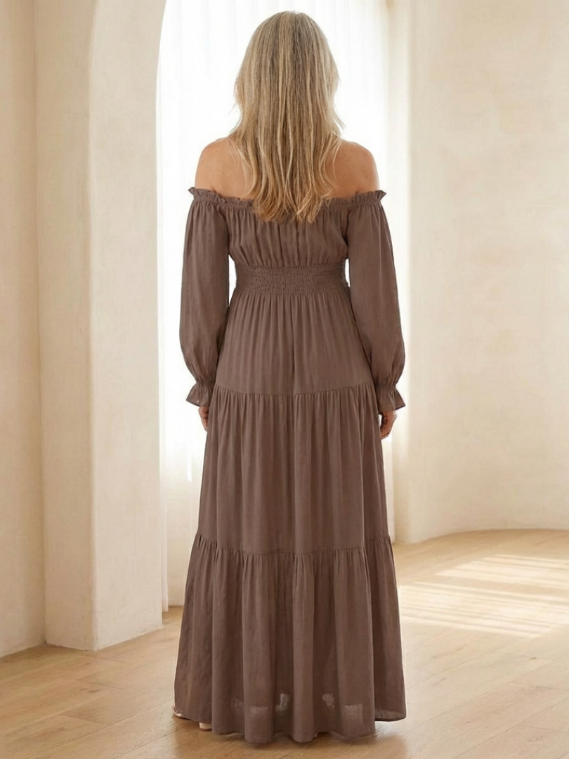 Ameline | Off Shoulder Smocked Maxi Dress