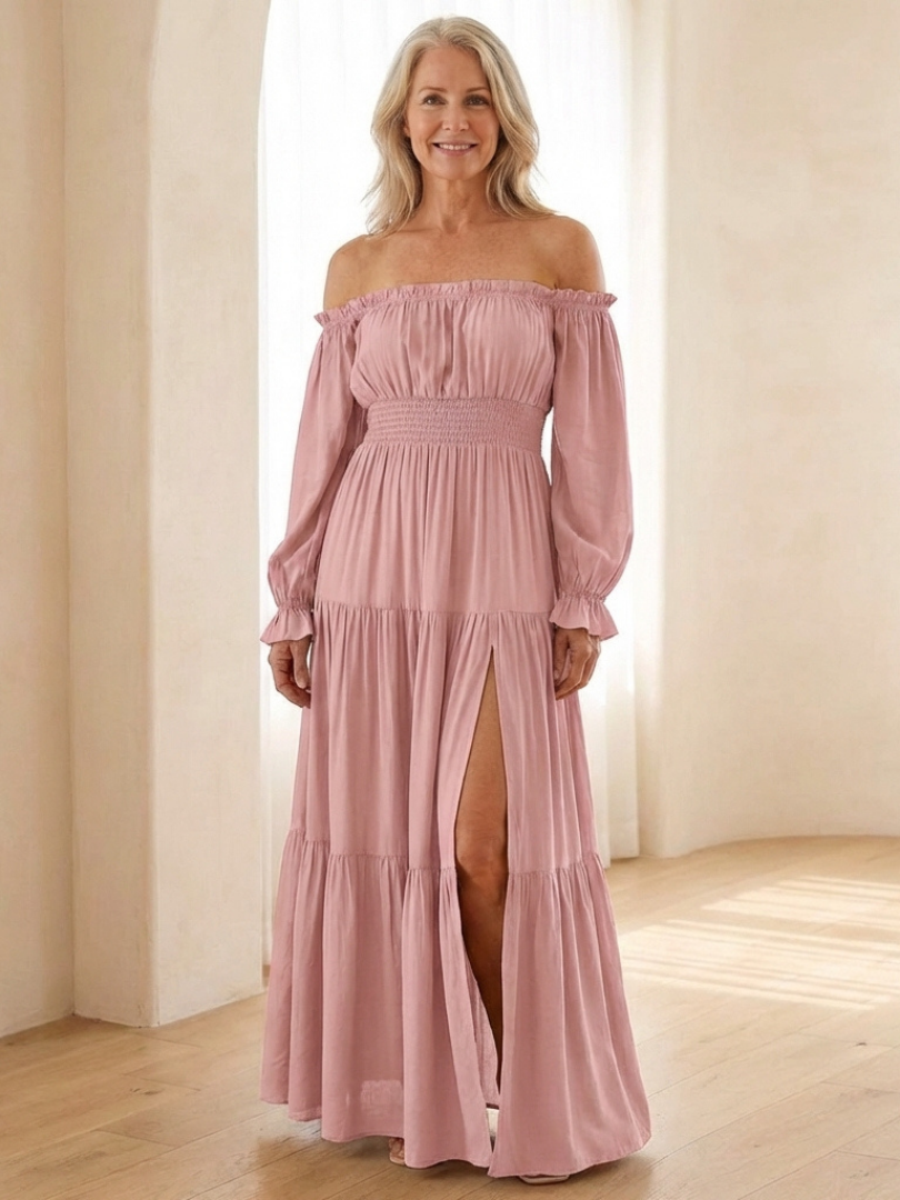 Ameline | Off Shoulder Smocked Maxi Dress