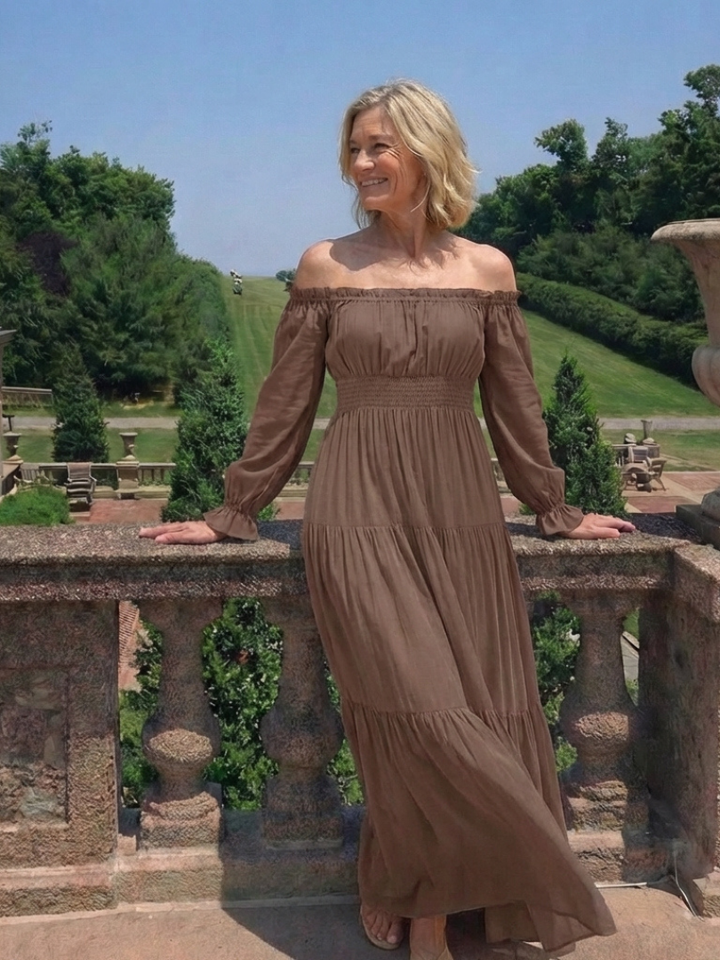 Ameline | Off Shoulder Smocked Maxi Dress