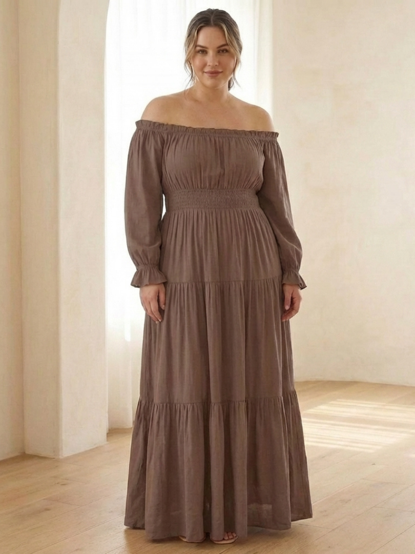 Ameline | Off Shoulder Smocked Maxi Dress
