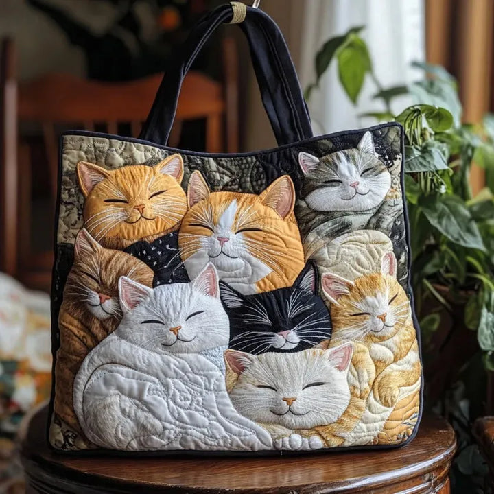 Charlie | Cats Print Handmade Quilted Bag