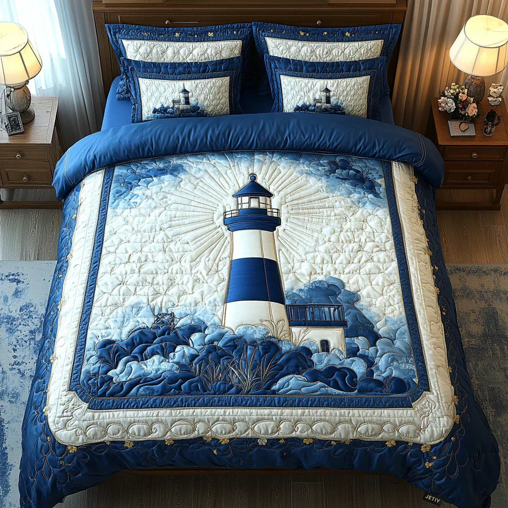 3-Piece Quilted Bedding Set - Breeze from the Lighthouse