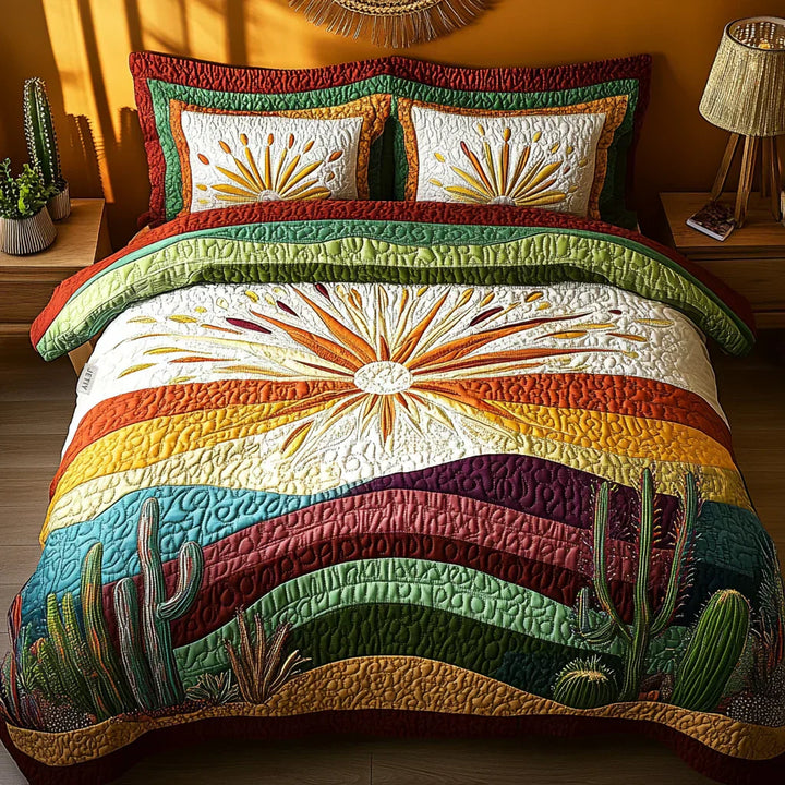 3-Piece Quilted Bedding Set - Sun Magic