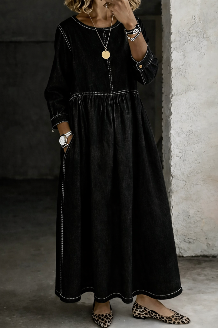 Ariana | Relaxed Long Sleeve Denim Dress