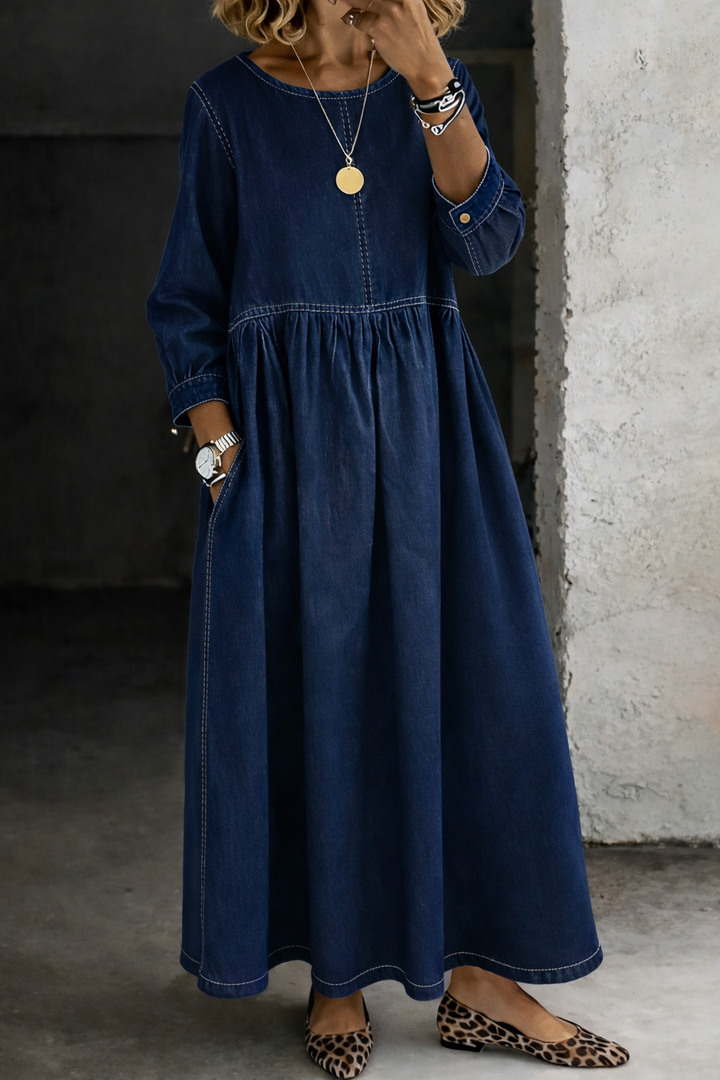 Ariana | Relaxed Long Sleeve Denim Dress