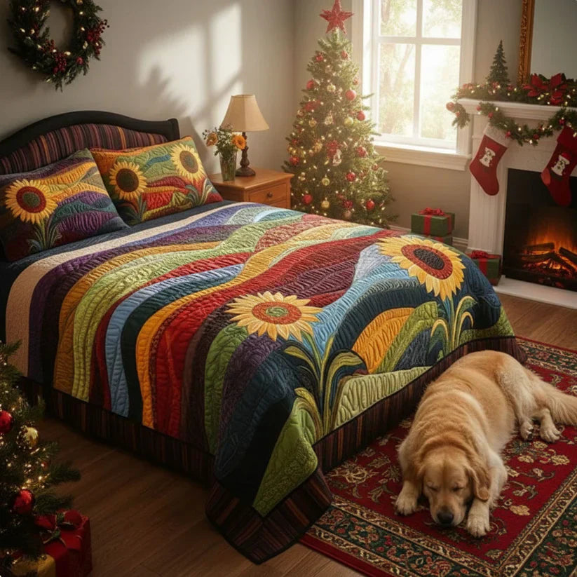 3-Piece Quilted Bedding Set - Sunflower Dream