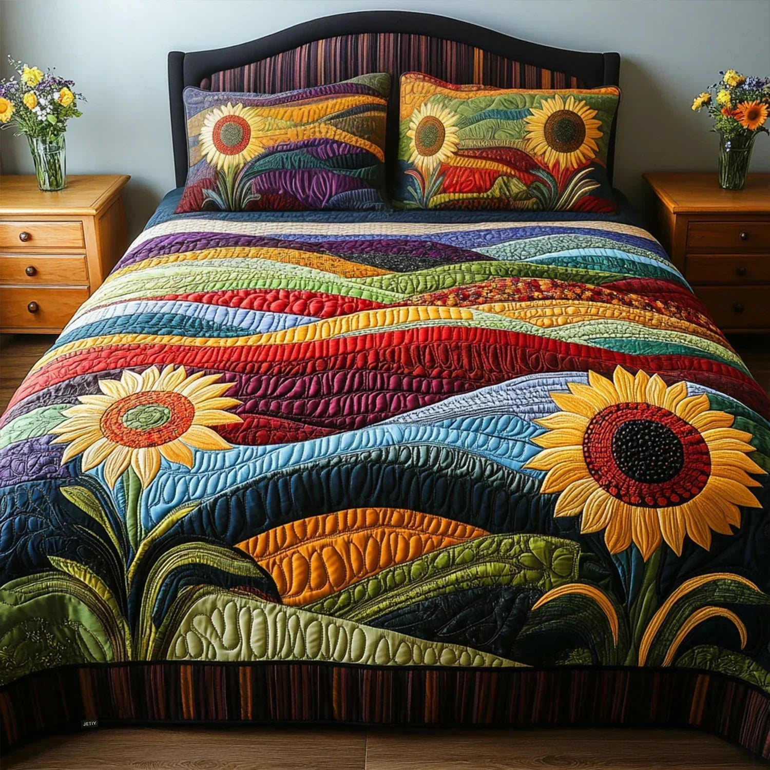 3-Piece Quilted Bedding Set - Sunflower Dream