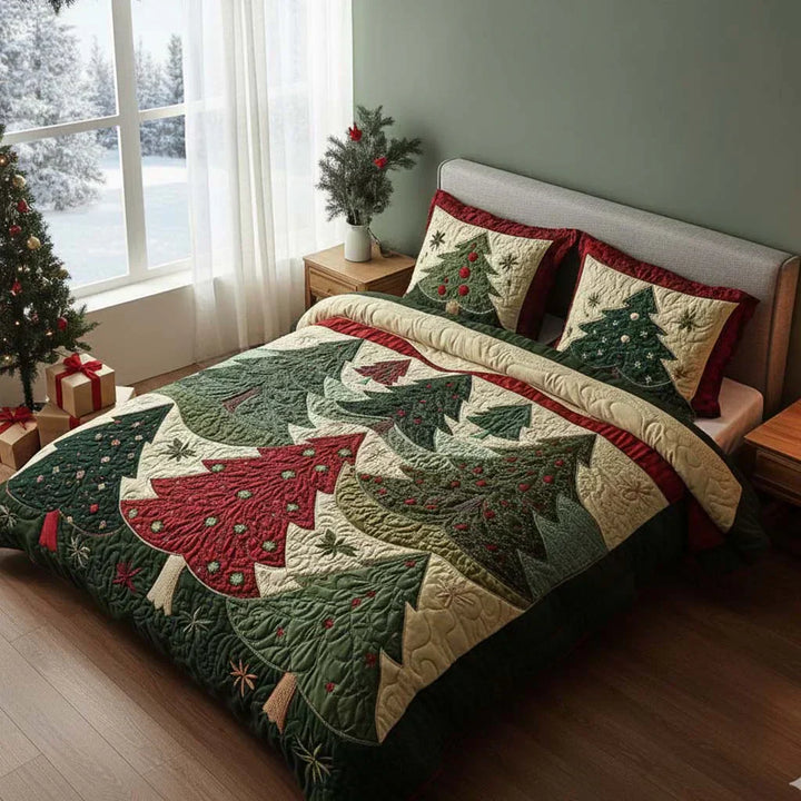3-piece quilted bedding set - Golden Harmony