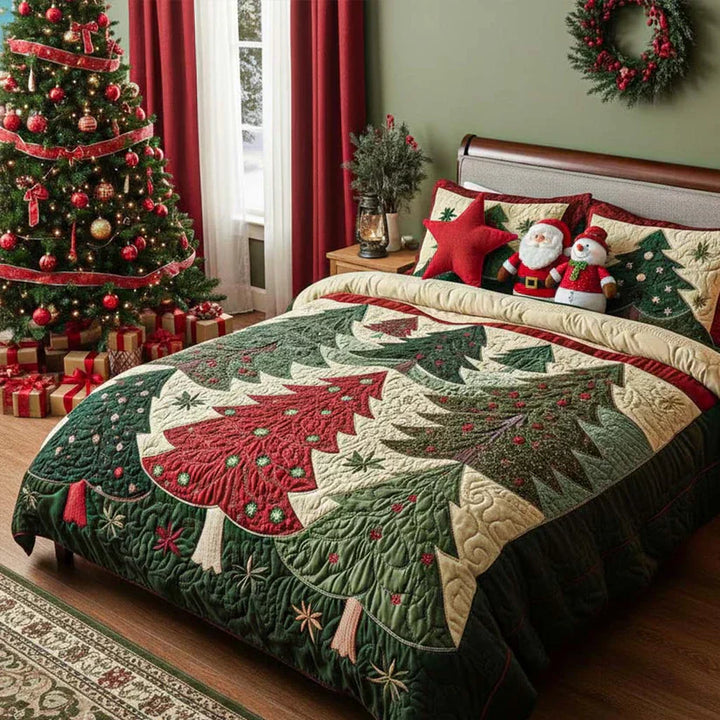 3-piece quilted bedding set - Golden Harmony