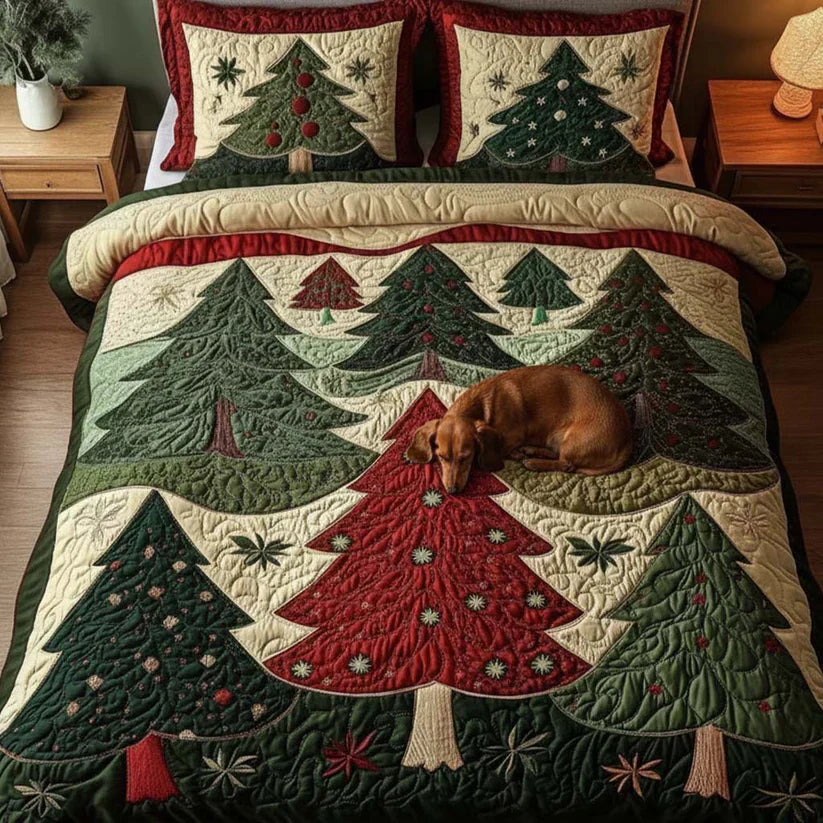 3-piece quilted bedding set - Golden Harmony