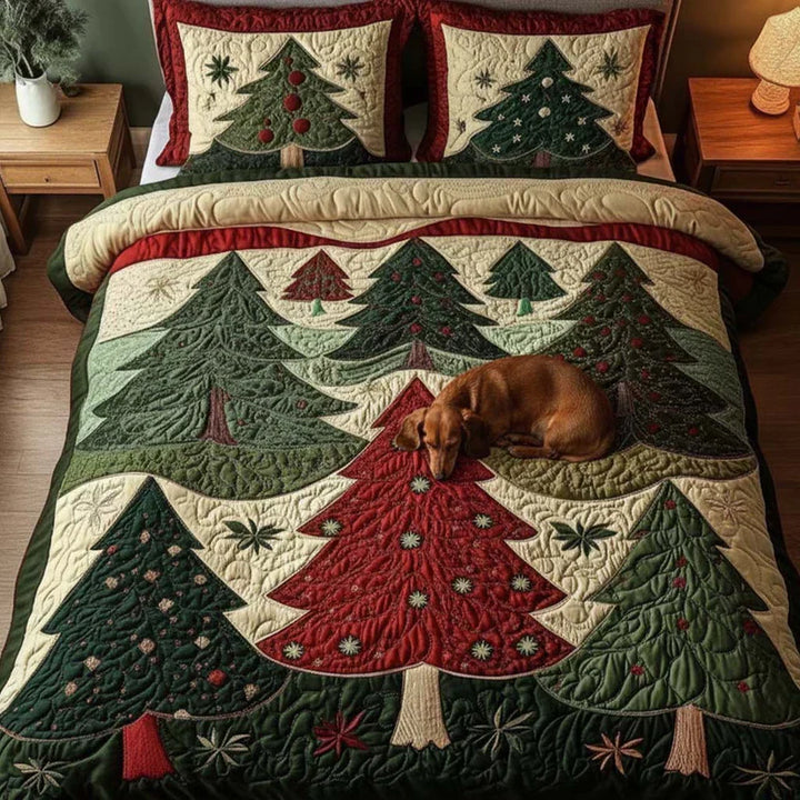 3-piece quilted bedding set - Golden Harmony