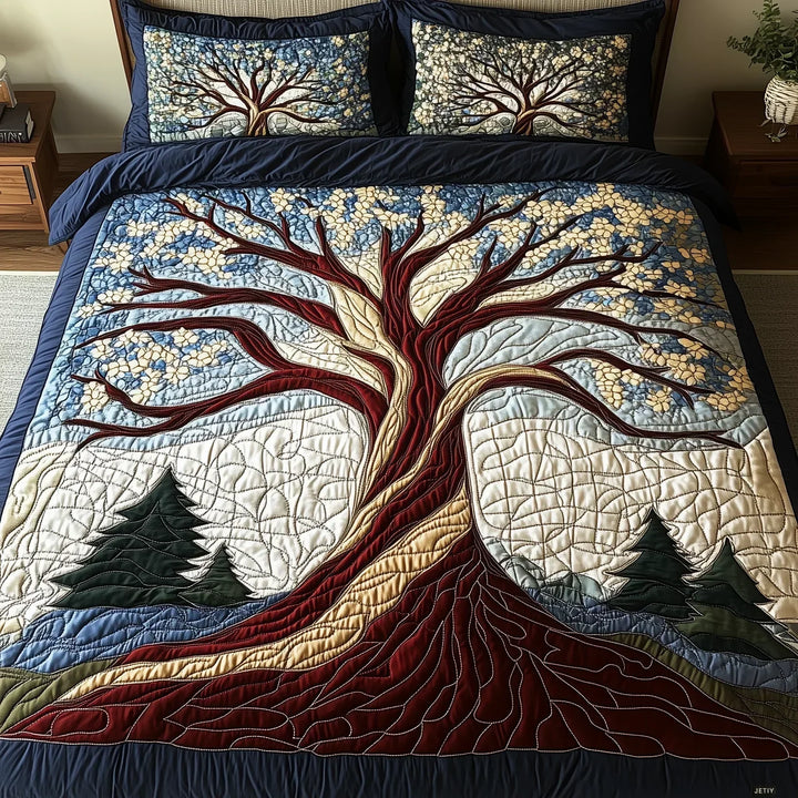 3-Piece Quilted Bedding Set - Forest Harmony