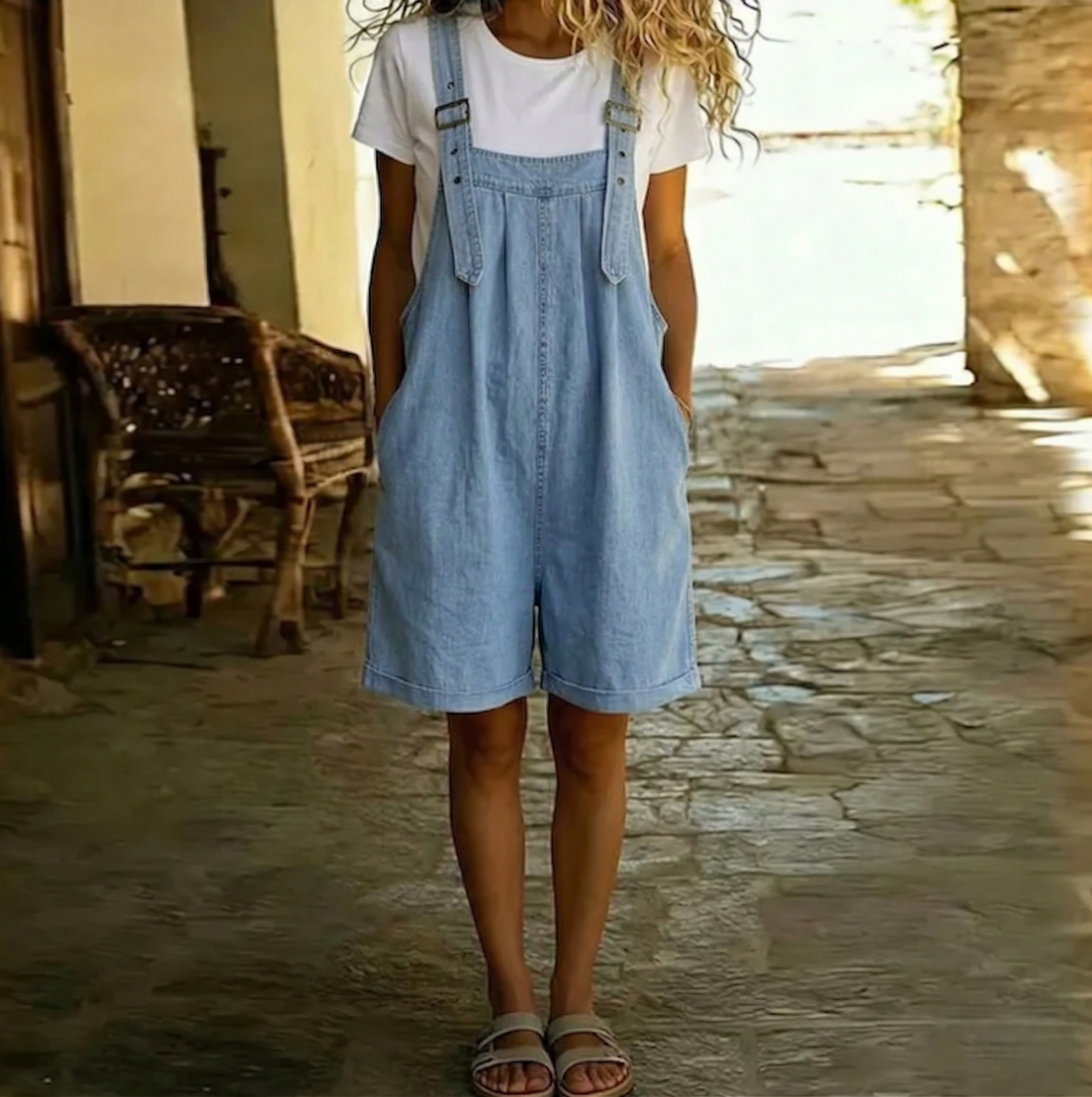 Nora | Classic Relaxed Denim Short Overalls