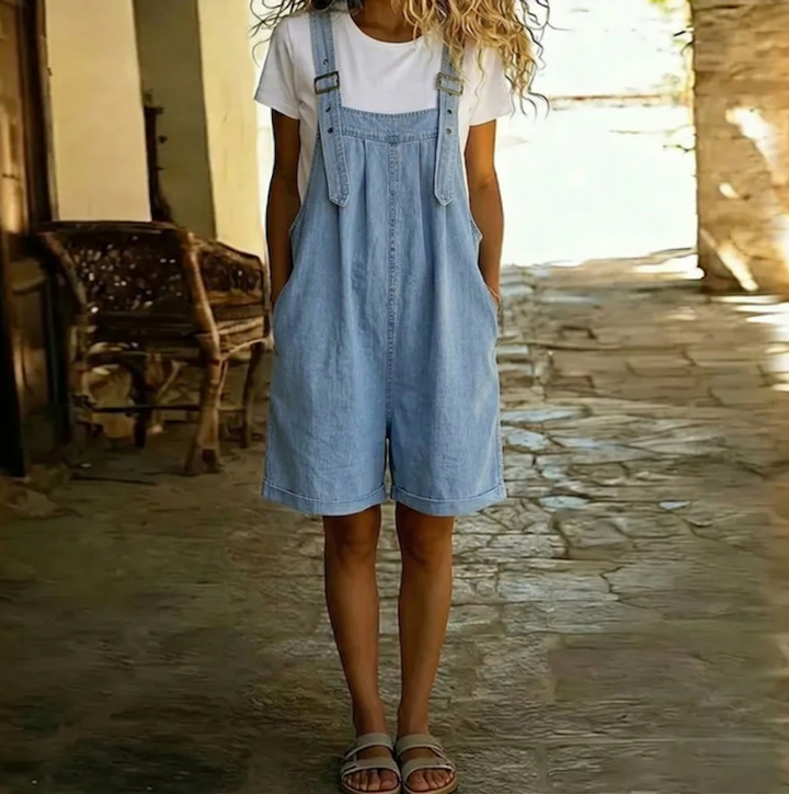 Nora | Classic Relaxed Denim Short Overalls