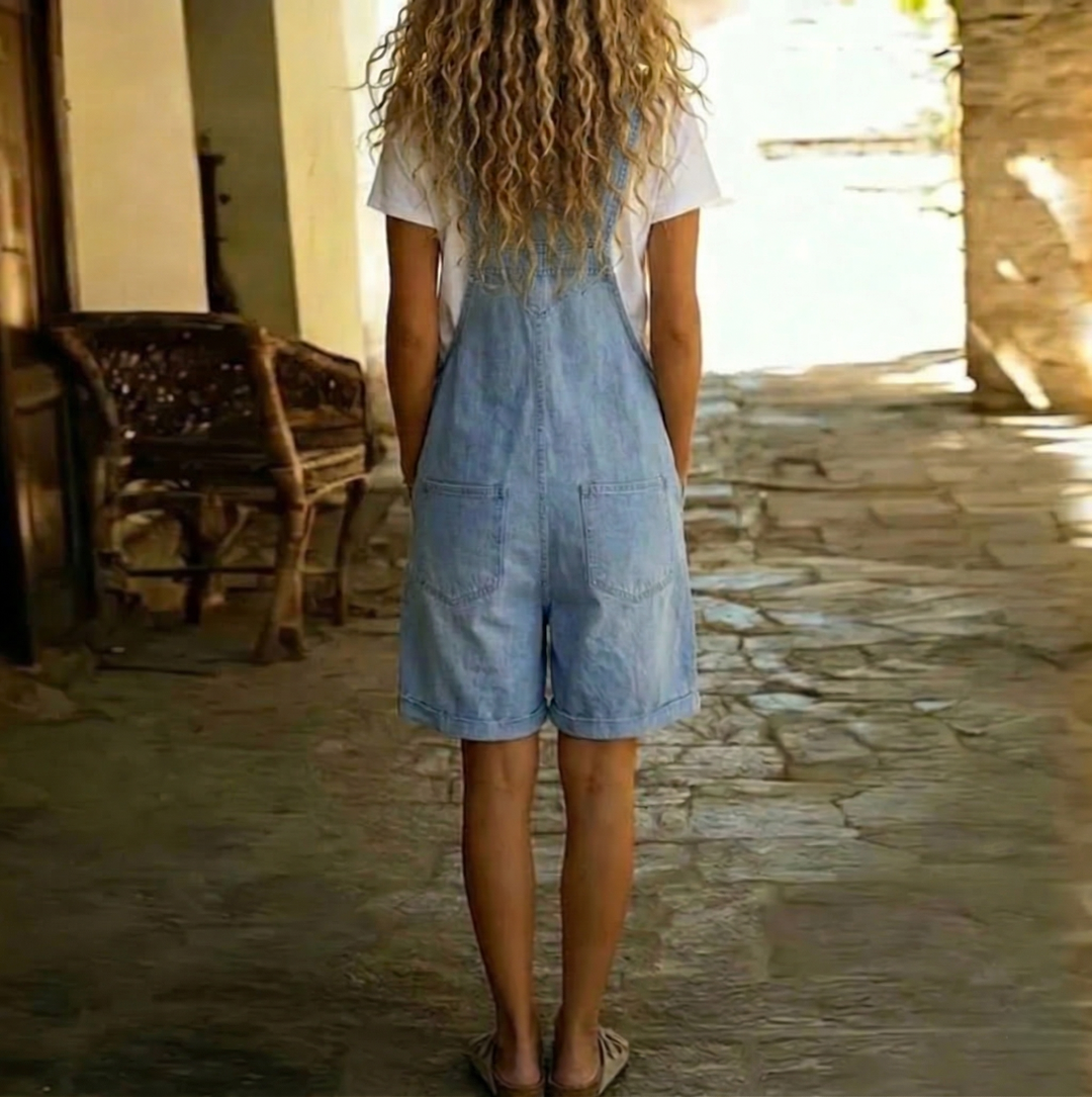 Nora | Classic Relaxed Denim Short Overalls