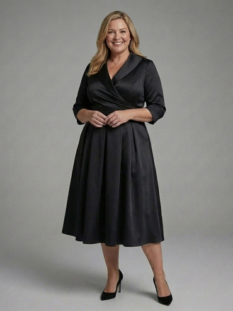 Avielle | Midi Dress with Wrap Body and Three-Quarter Sleeves