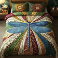 3-Piece Quilted Bedding Set - Golden Dragonfly