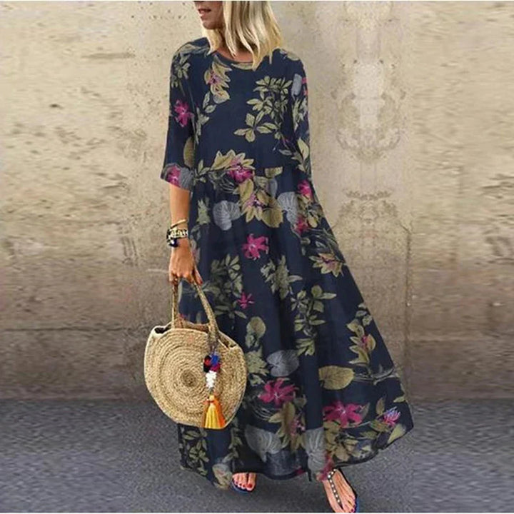 Elowen | Botanical Print Flowing Midi Dress