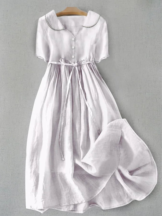 Isla | Midi Dress - Elegant Cotton-Linen Comfort for Women
