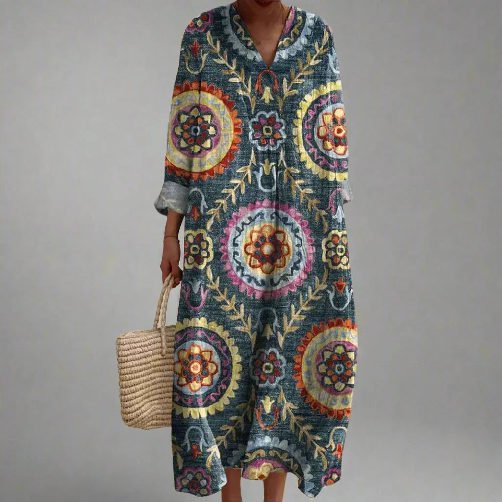 Eva | Geometric Midi Dress