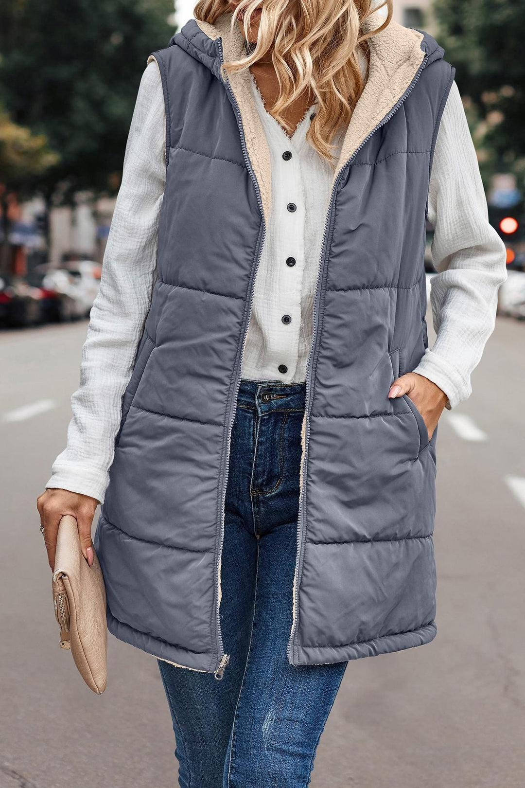 Mishelle | Reversible Warm Hooded Vest