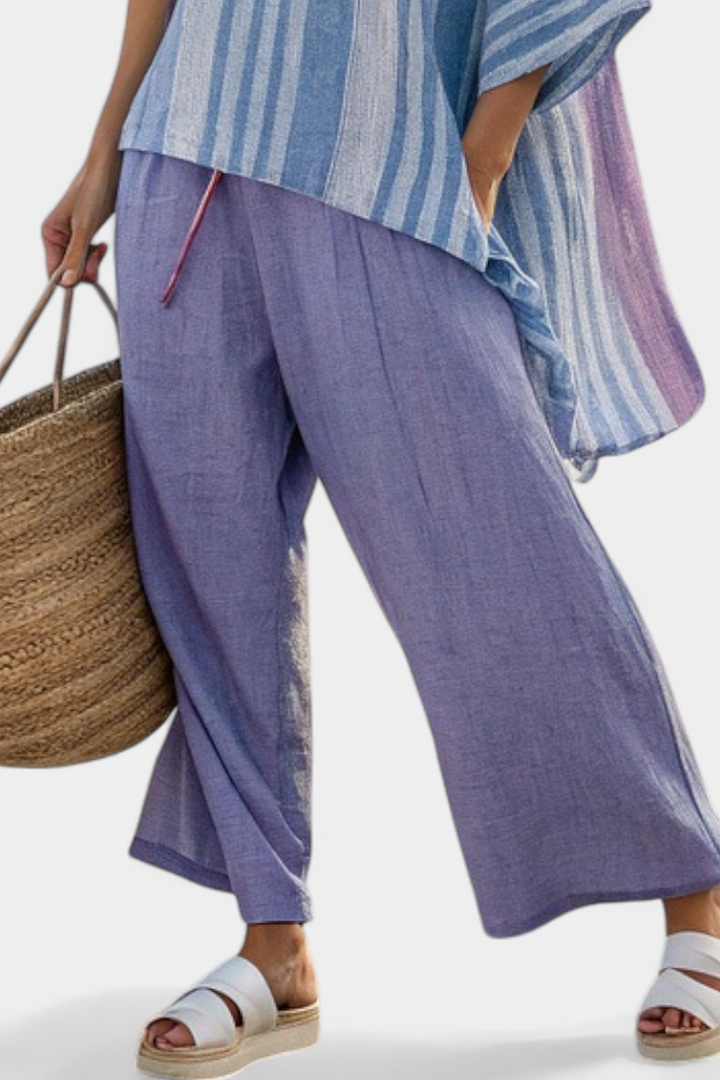 Carlotta | Elegant Top in Lavender and Sky Blue with Pants
