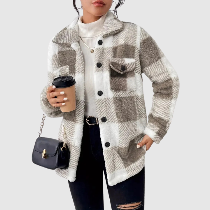 Martine | Stylish Plaid Fleece Jacket