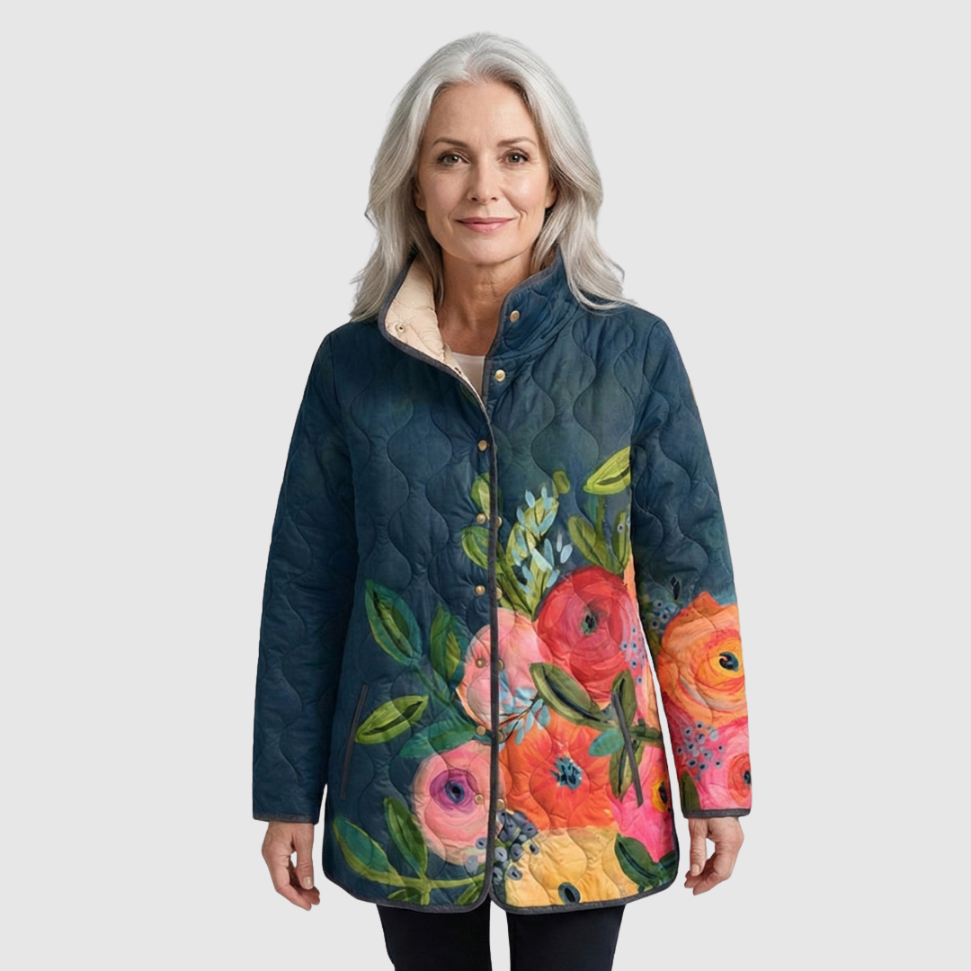 Amaya | Vintage Floral Print Quilted Jacket