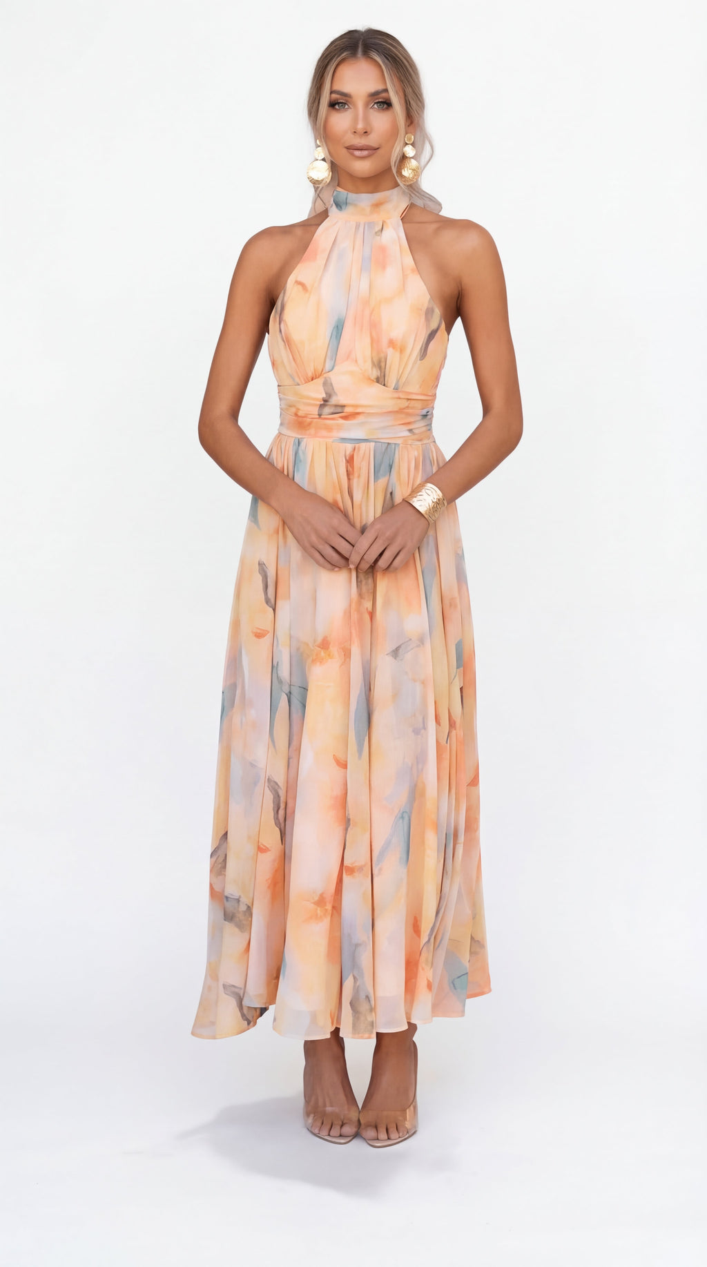 Esther | Watercolor Style Halter Dress
