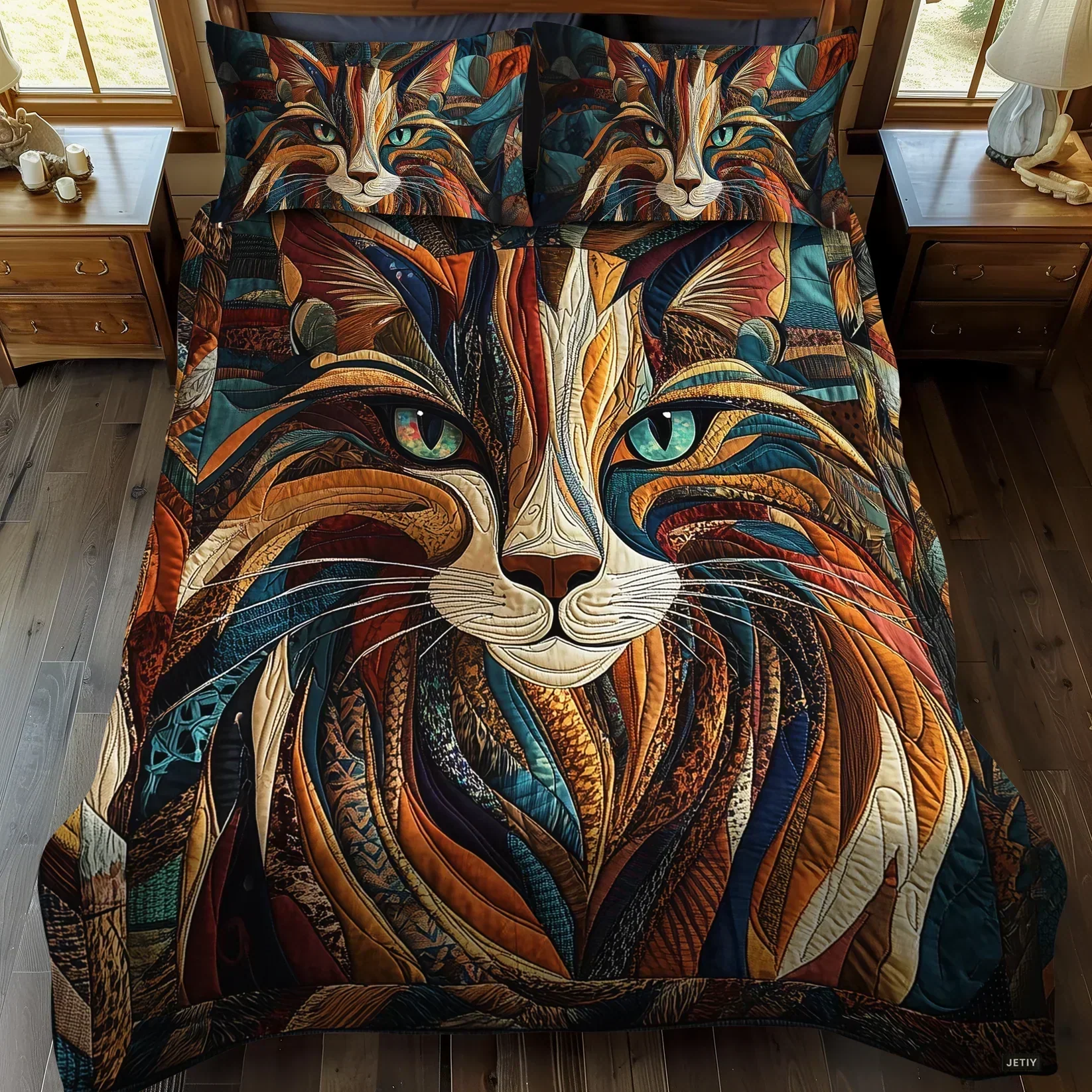 3-Piece Quilted Bedding Set - Sweet Purring