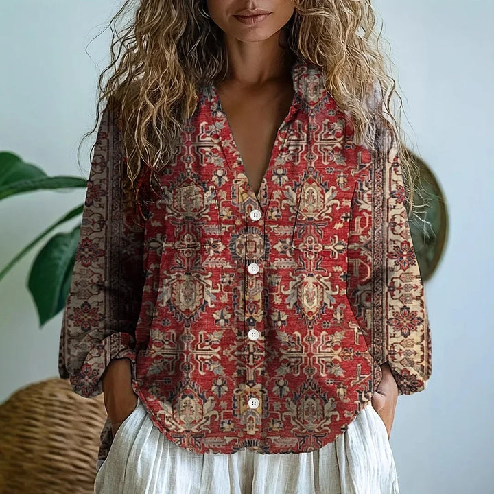Ariana | Printed V-Neck Long Sleeve