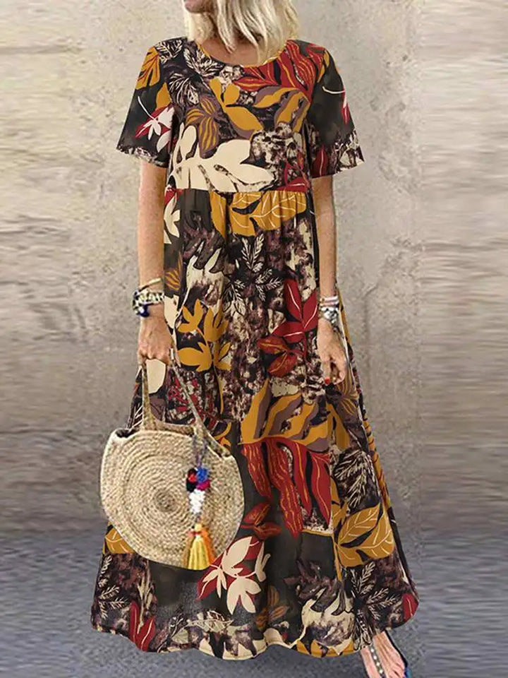 Virelle | Bold Botanical Print Flowing Midi Dress