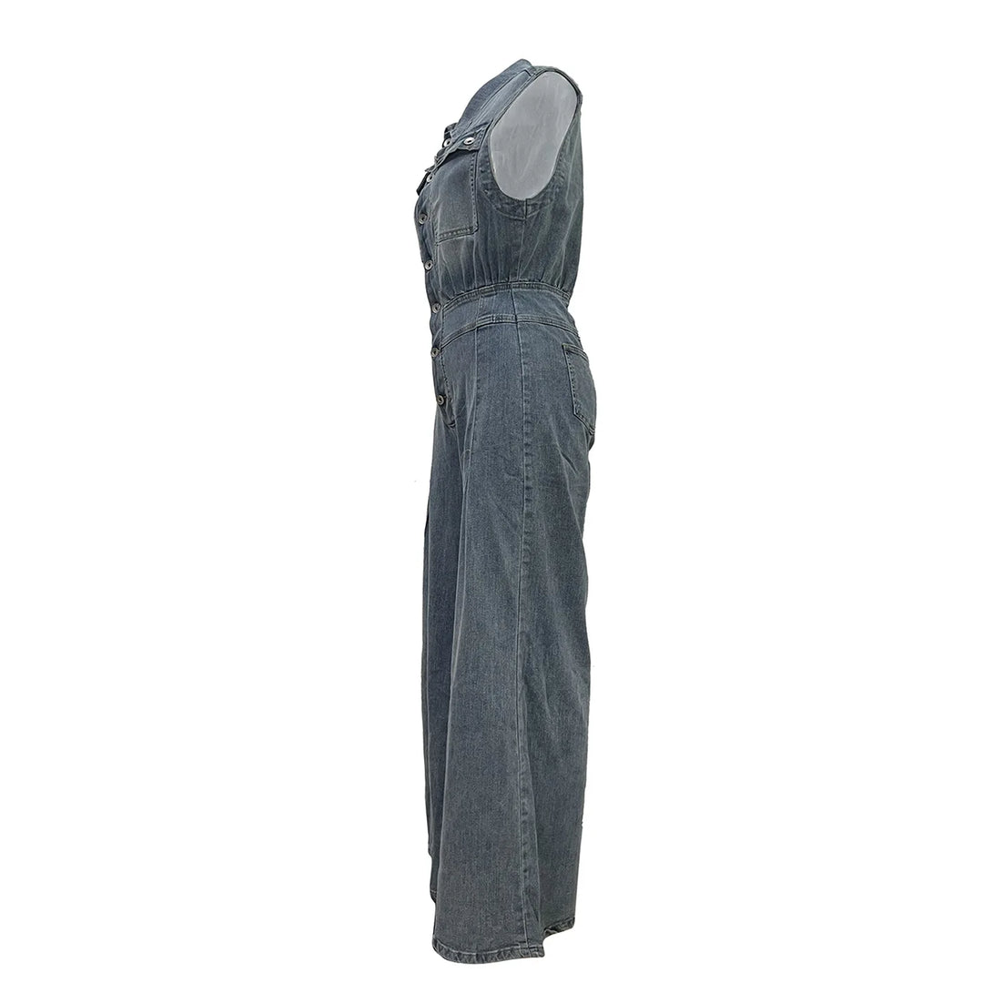 Sienna | Cinched Wide-Leg Denim Jumpsuit