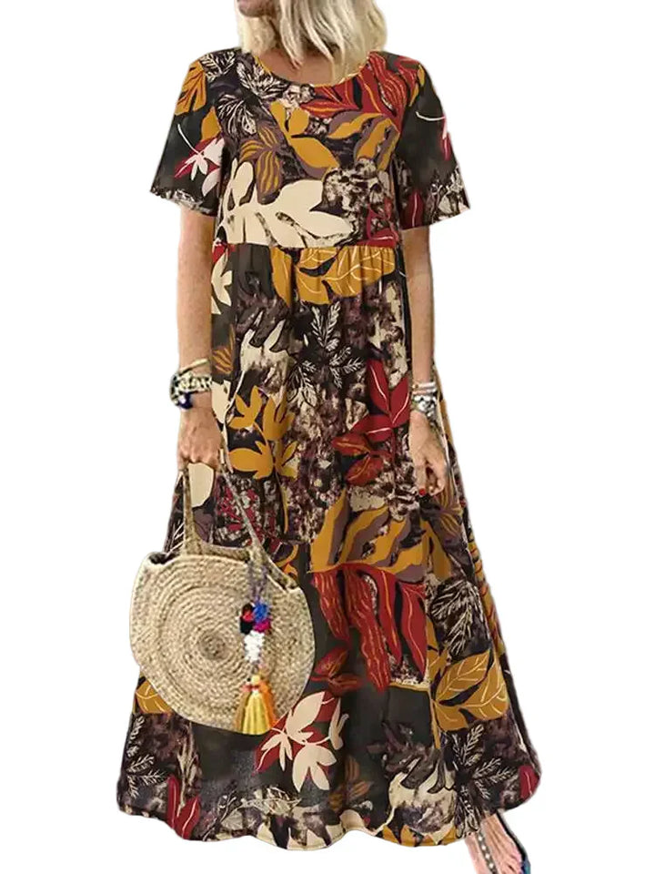 Virelle | Bold Botanical Print Flowing Midi Dress
