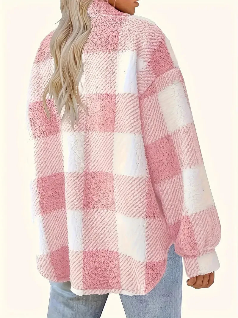 Martine | Stylish Plaid Fleece Jacket
