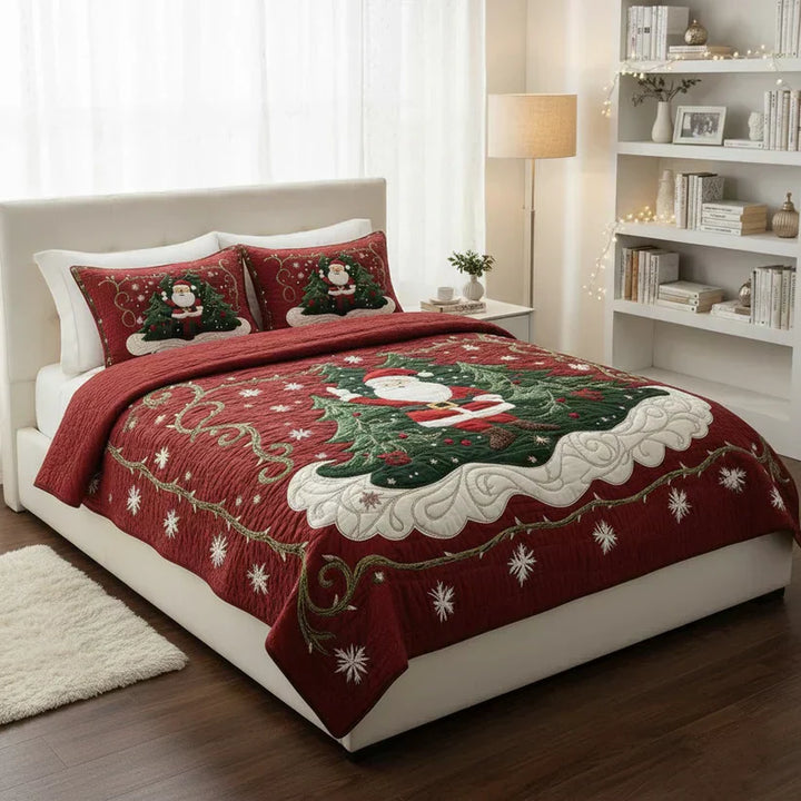 3-Piece Quilted Bedding Set - Santa's Workshop