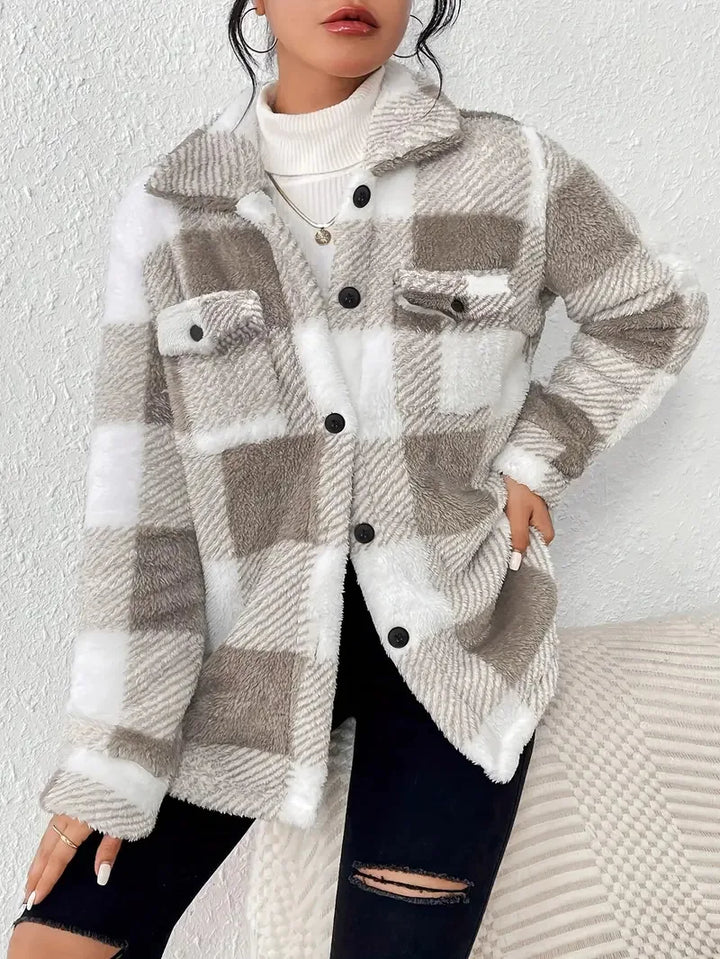 Martine | Stylish Plaid Fleece Jacket