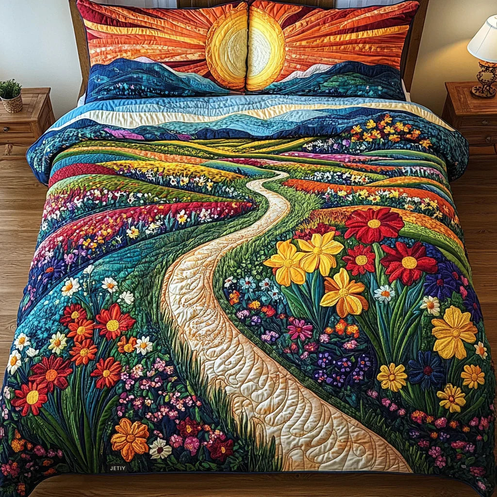 3-Piece Quilted Bedding Set - Cheerful Farm