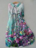Tessa | Vintage Floral Print, Adjustable Lace-Up Waist, Women's Summer Dress