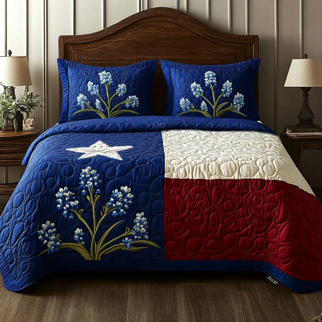3-Piece Quilted Bedding Set - Texas Pride