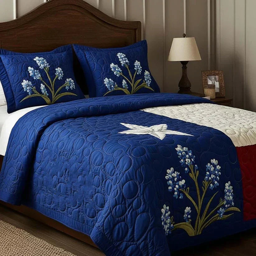 3-Piece Quilted Bedding Set - Texas Pride