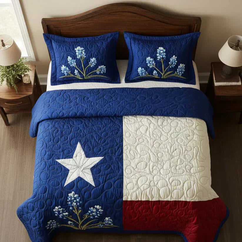 3-Piece Quilted Bedding Set - Texas Pride
