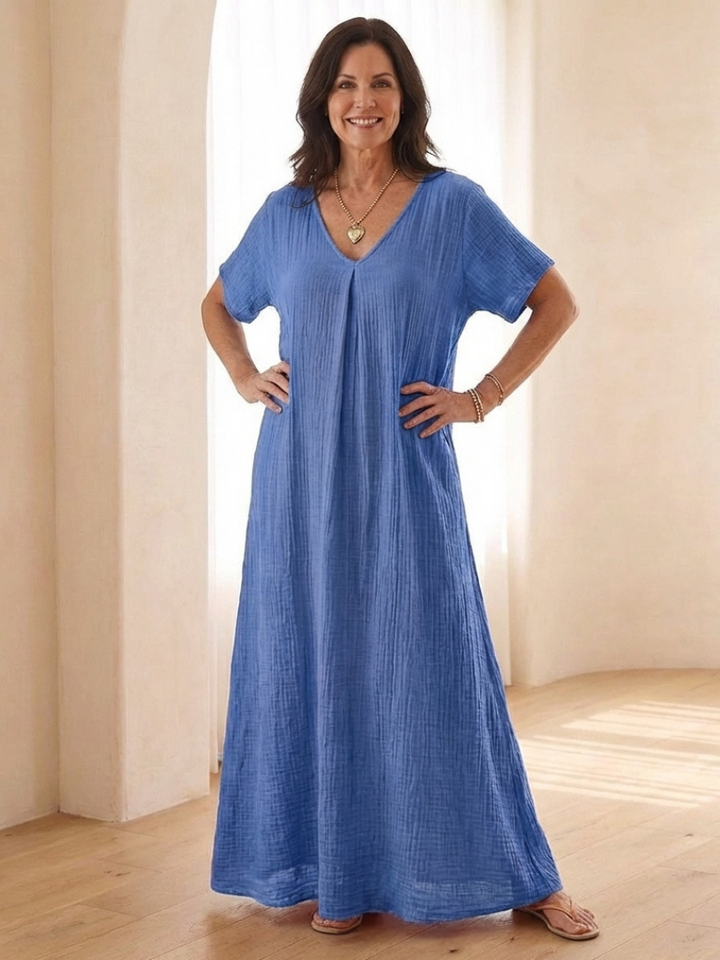 Liona | Short Sleeve Maxi Shirt Dress