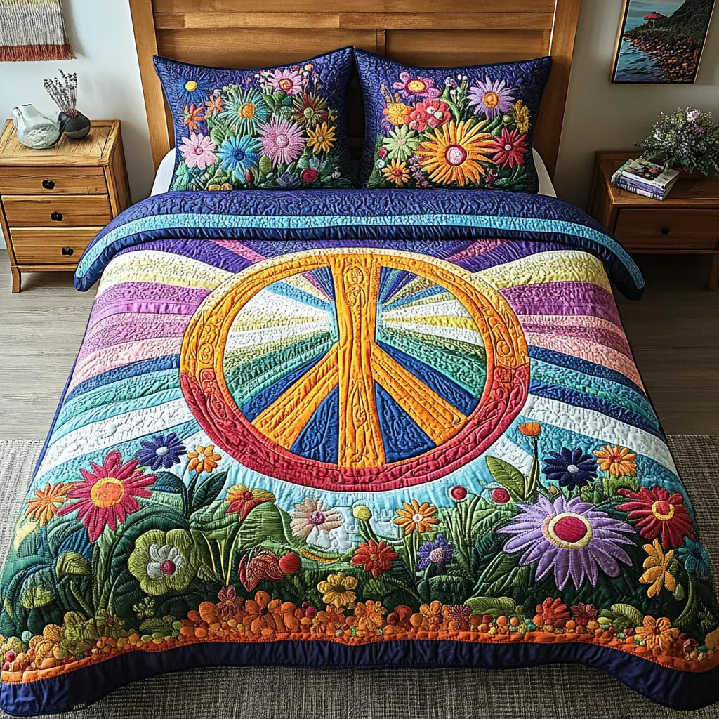 3-Piece Quilted Bedding Set - Tie-Dye Dreams