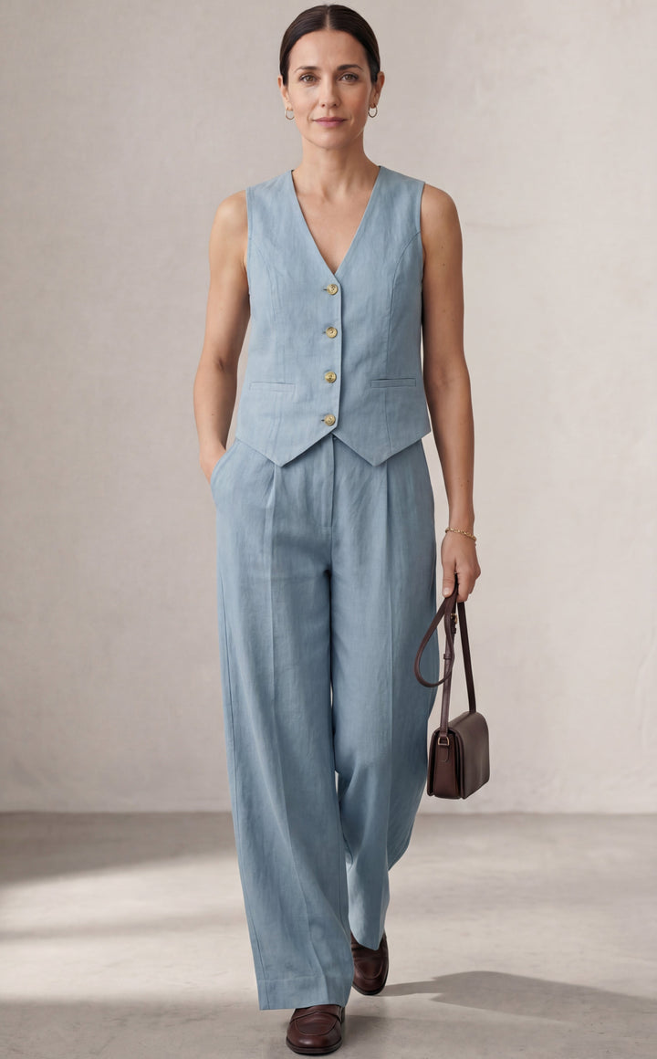 Aira | Elegant Two-piece Set with Vest and Wide-leg Trousers