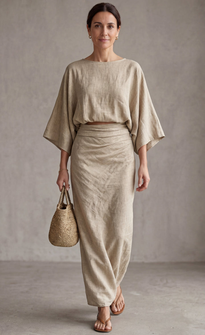 Camilla | Elegant linen set with long skirt