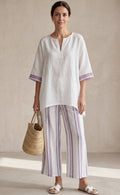 Allegra | Comfortable T-shirt and Striped Bamboo Pants