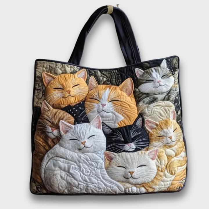Charlie | Cats Print Handmade Quilted Bag