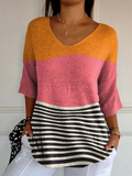 Eliza | Women's Abstract Line Pattern Art Print Casual Knit Pullover