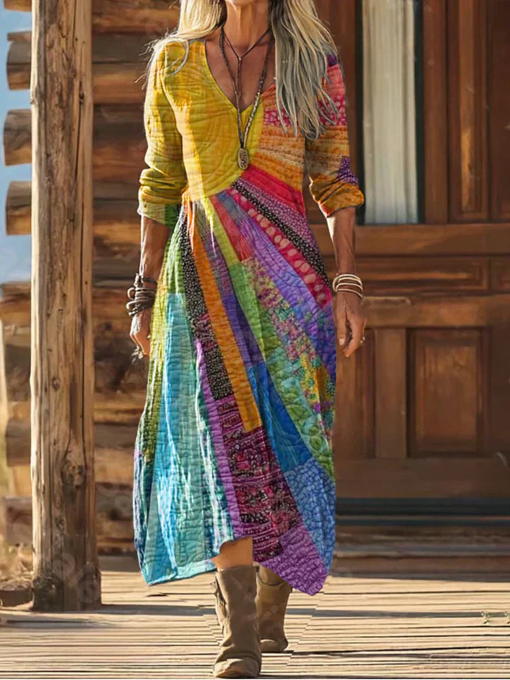 Monina | Colourful Sun Patchwork Dress